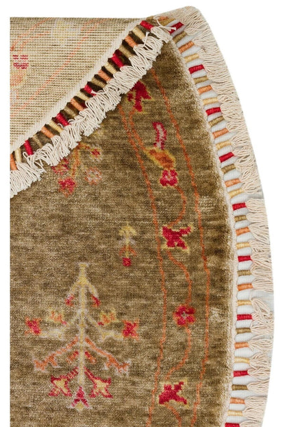 Zara ZR 08 Green Autumn Yuvarlak Otantik Desenli Özel Hav Vermeyen ve Kolay Temizlenebilir viscon Kullanılarak El Emeği ile Özel Tezg