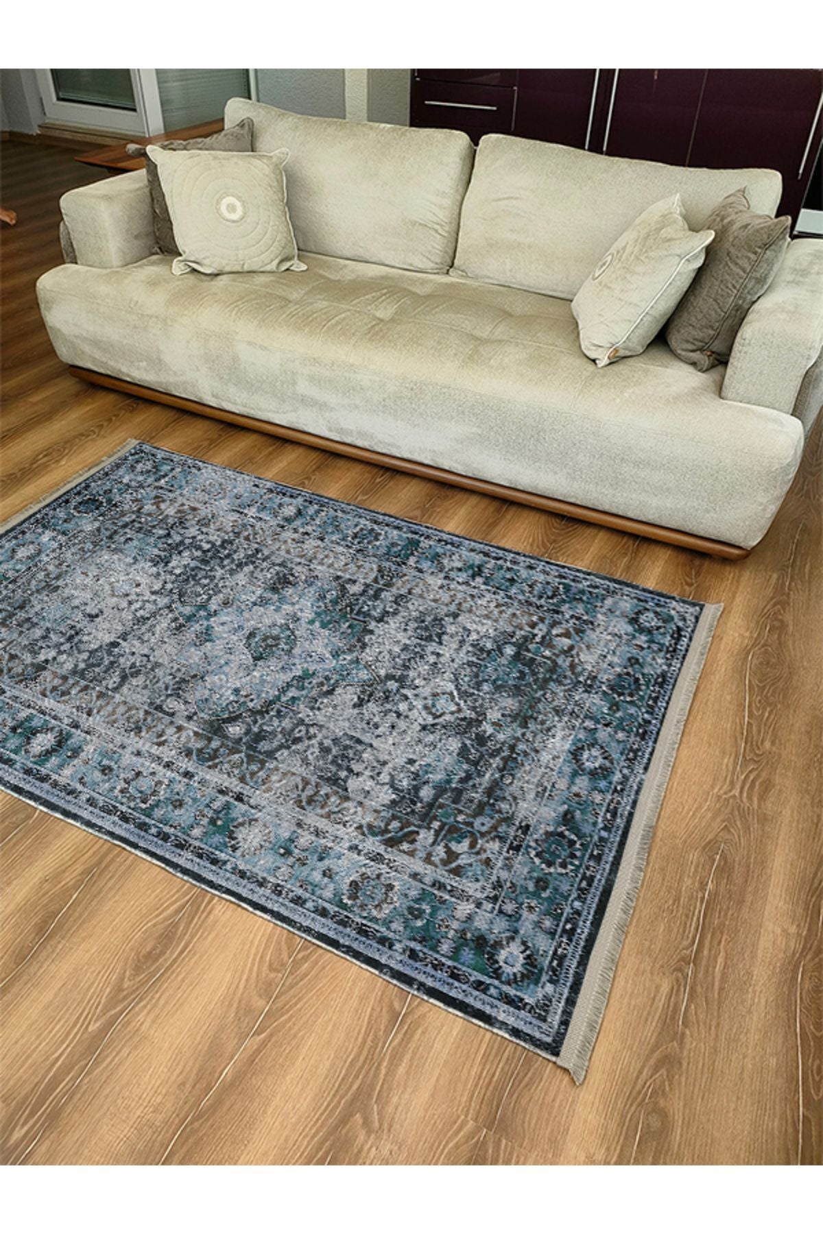 Halı Vagonu85 Etnik Desenli Yıkanabilir Kaymaz Tabanlı Salon Halısı, Koridor Ve Mutfak Halısı