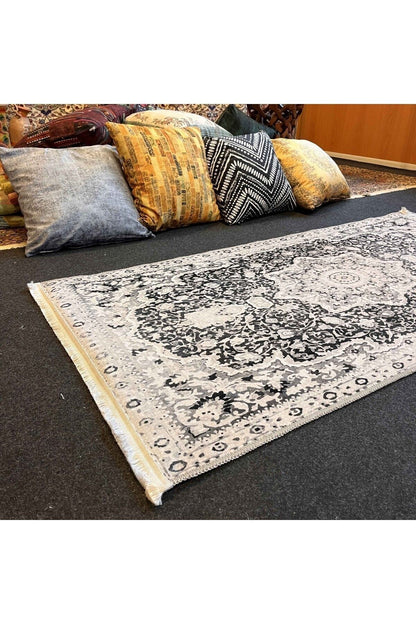 Yumuşak Dokulu Bambu Soft Kilim - İskandinav Saçaklı Dijital Baskı HV-SK-901
