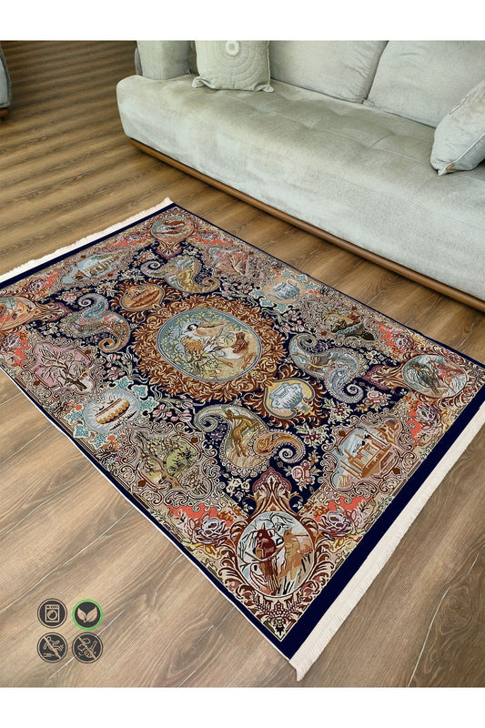 Halı Vagonu 41 Modern Stil Renkli Tonlarında Iskandinav Halı Salon Halısı Yıkanabilen Dekoratif Halı