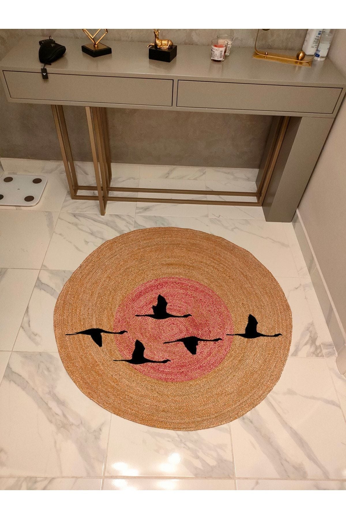 Hasır Jüt Görünümlü Dokuma Kaymaz Taban Kilim