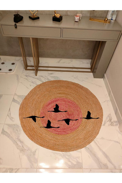 Hasır Jüt Görünümlü Dokuma Kaymaz Taban Kilim