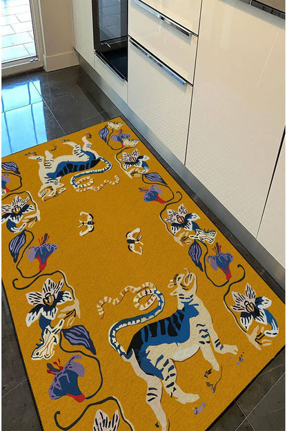 HV  45 Modern Stil Hardal Kaplan Iskandinav Halı Ve Kilim Salon Halısı Yıkanabilen Dekoratif Halı