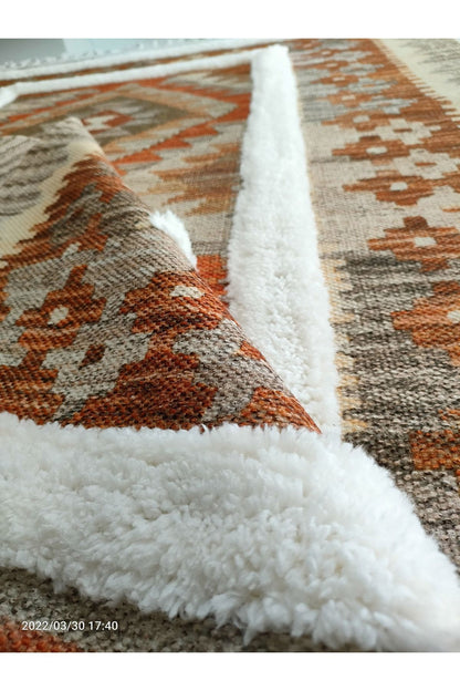 Tafting Kilim Serisi Üzeri Peluşlu Dokuma Taban Dekoratif Kilim