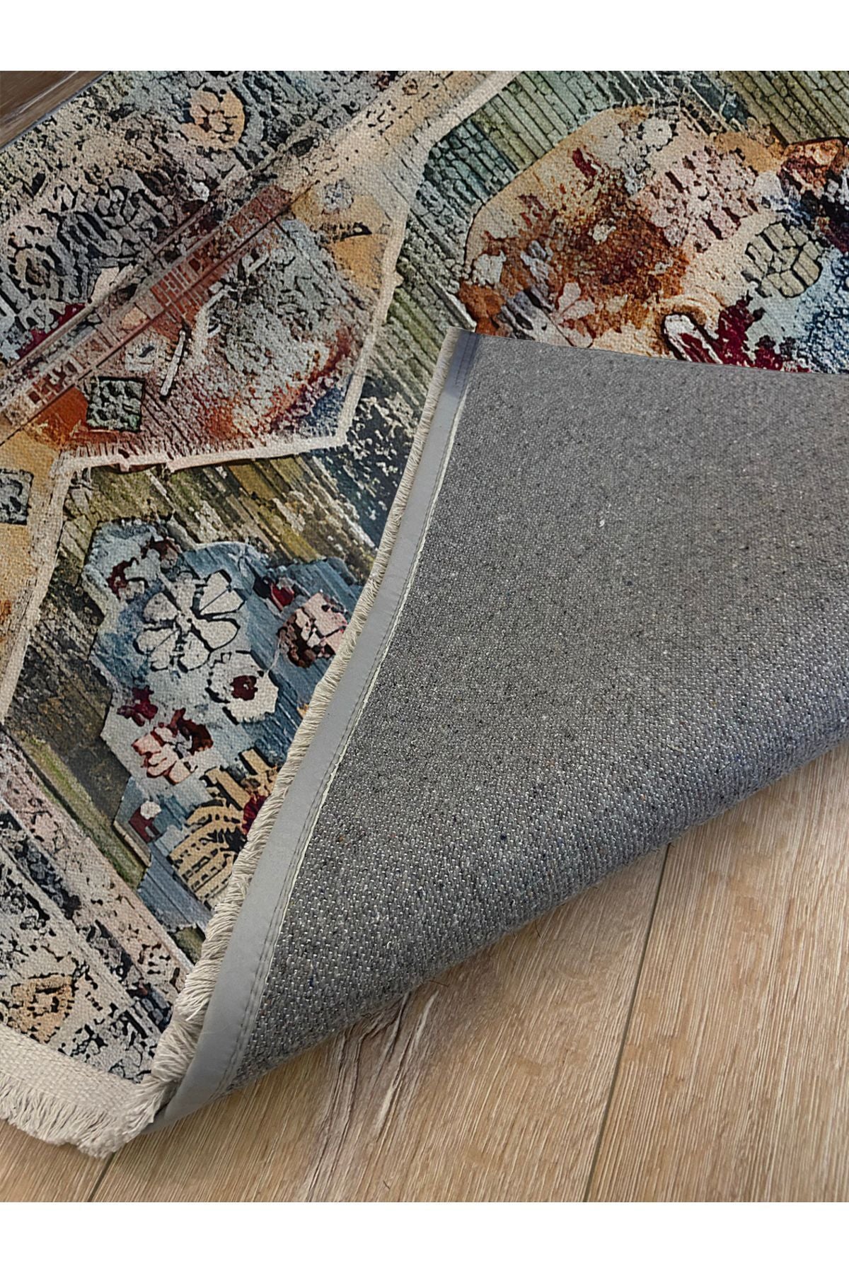 Halı Vagonu 63 Renkli Klasik Desenli Yıkanabilir Kaymaz Salon Halısı, Koridor Ve Mutfak Halısı