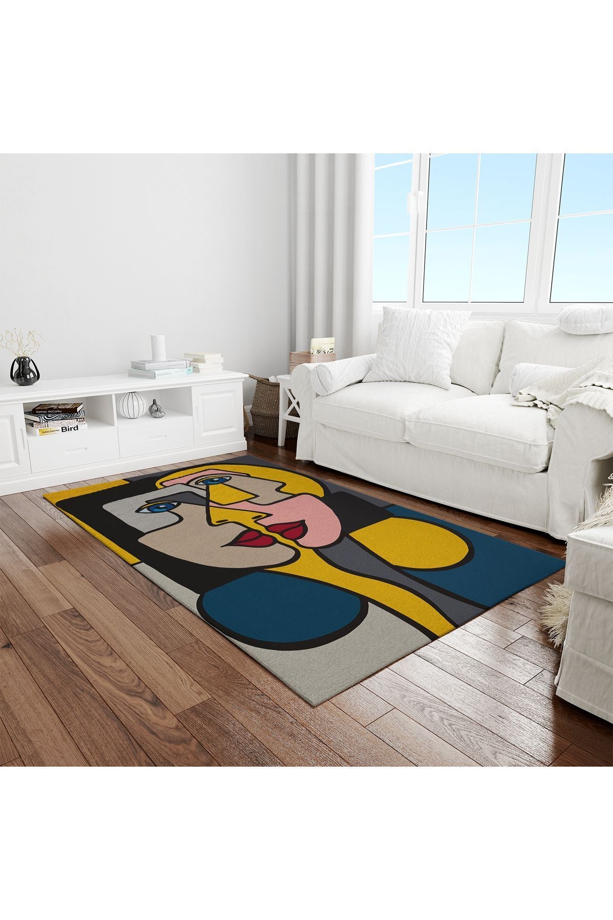 Halı Vagonu 2500 Renkli Kadın Silüet Pamuk Dokuma Taban Halı