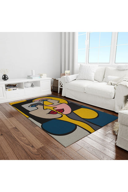 Halı Vagonu 2500 Renkli Kadın Silüet Pamuk Dokuma Taban Halı