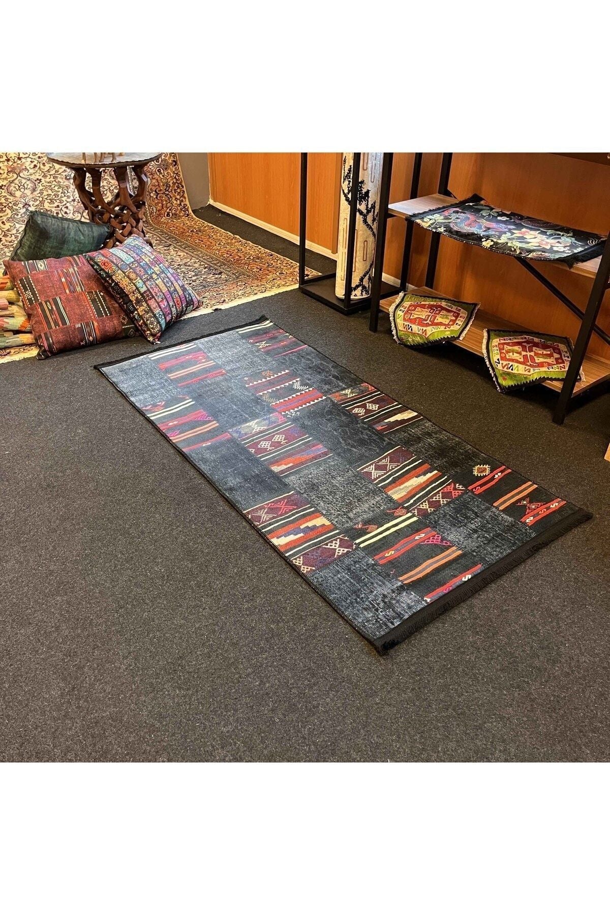 Yumuşak Dokulu Bambu Soft Kilim - Patchwork Saçaklı Dijital Baskı HV-SK-KA2
