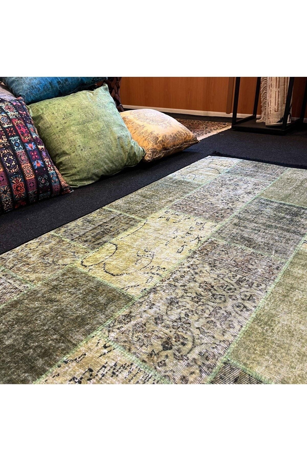 Yumuşak Dokulu Bambu Soft Kilim - Patchwork Saçaklı Dijital Baskı HV-SK-K8