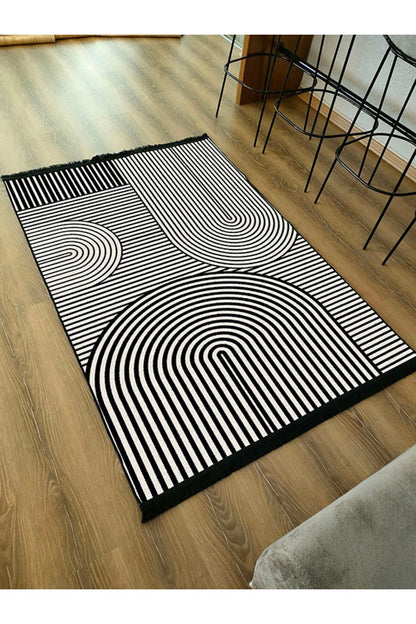 Halı Vagonu130 Iskandinav Modern Halı Dekoratif Salon Halısı Saçaklı Yıkanabilen Halı