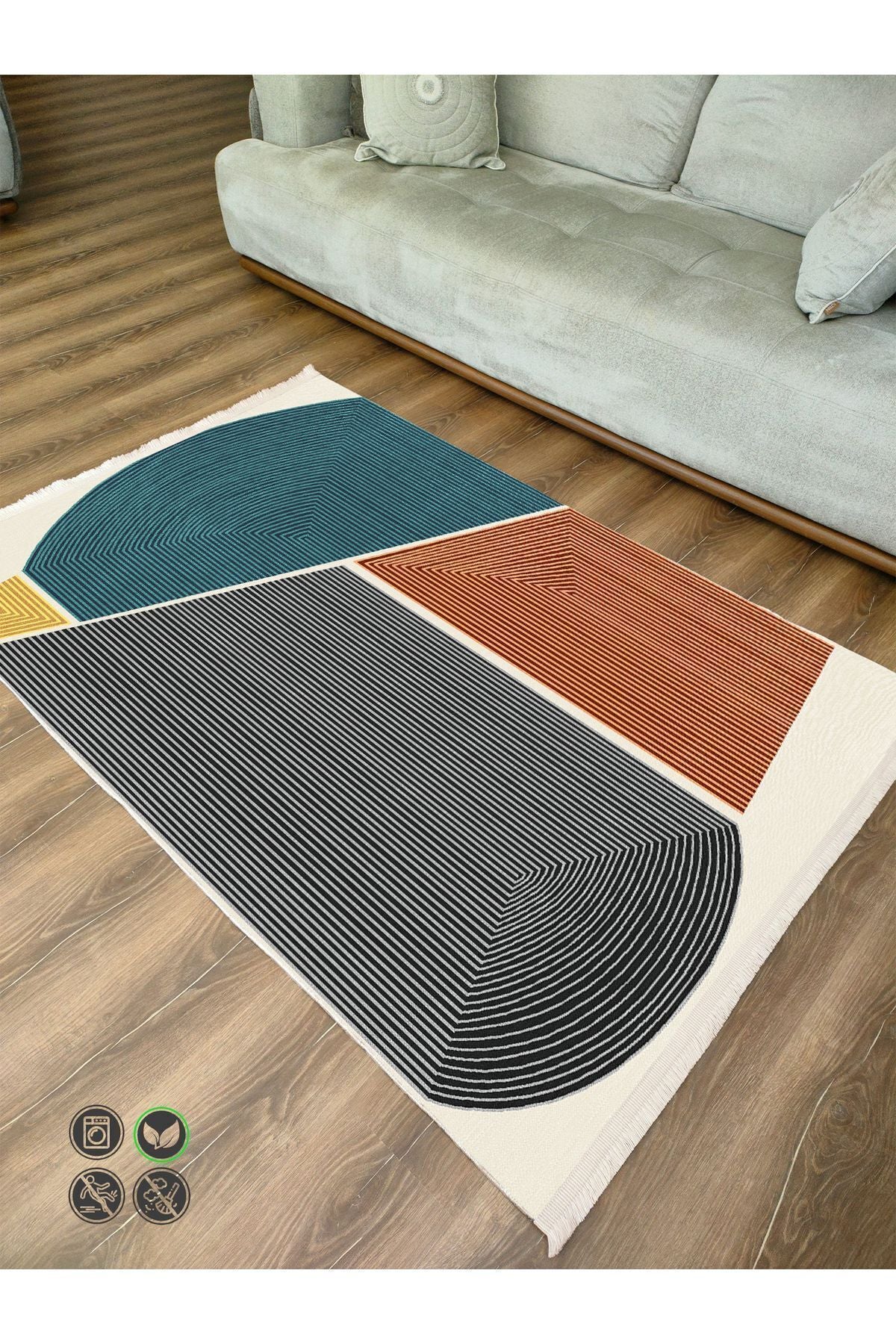 Halı Vagonu 18 Iskandinav Görünümlü Oturma Odası Yatak Odası Yemek Odası Için Yıkanabilen Halı