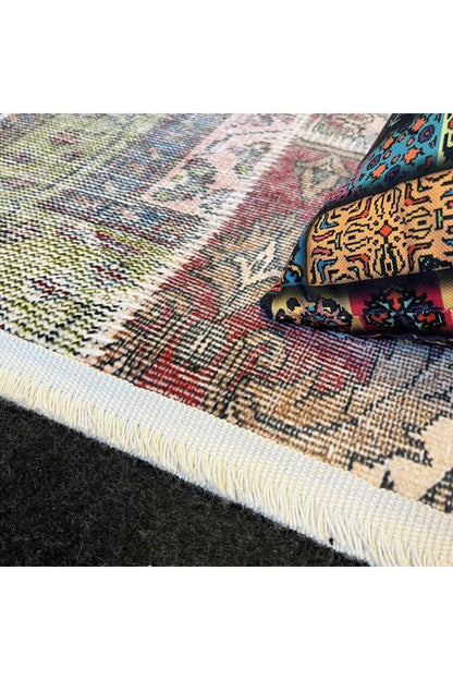 Yumuşak Dokulu Bambu Soft Kilim - Patchwork Saçaklı Dijital Baskı HV-SK-K9