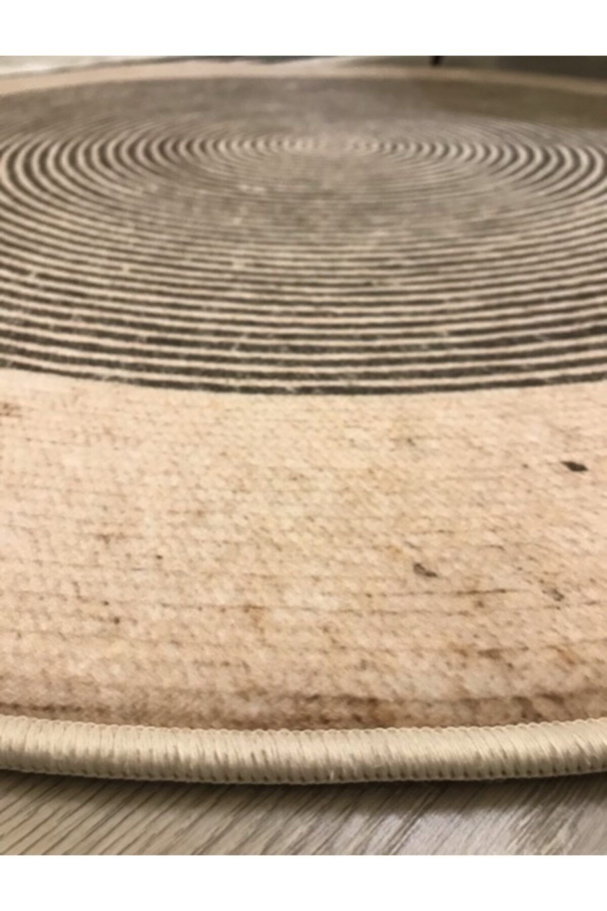 Jüt Efektli Dijital Baskılı Yuvarlak Halı - Jute08