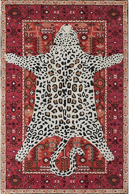 Halı Vagonu 70 Borda Tonlarında Kaplan Figürlü Salon Halısı Saçaklı Yıkanabilen Dekoratif Halı