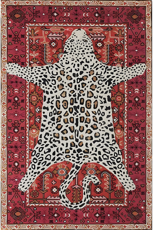 Halı Vagonu 70 Borda Tonlarında Kaplan Figürlü Salon Halısı Saçaklı Yıkanabilen Dekoratif Halı