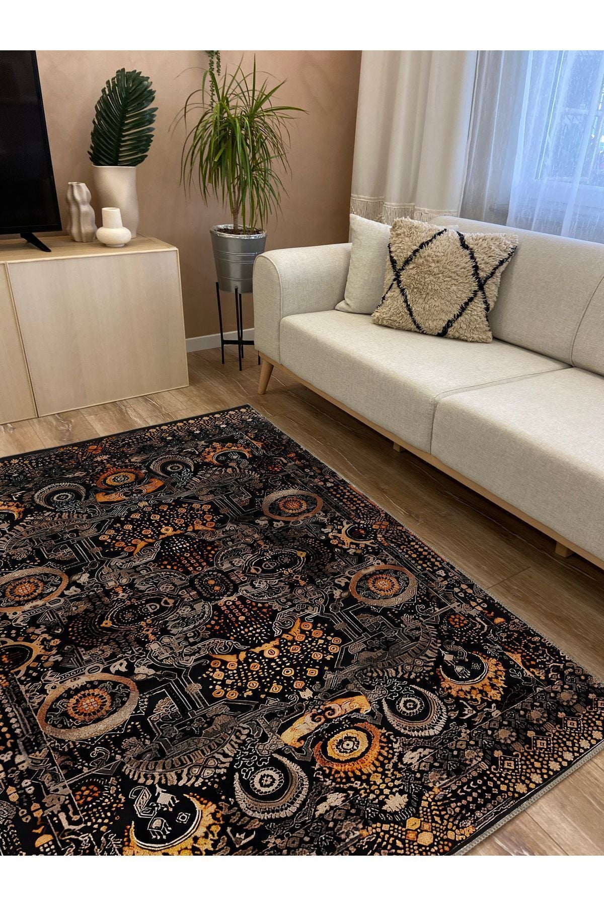 Halı Vagonu57 Renkli Klasik Desenli Yıkanabilir Kaymaz Salon Halısı, Koridor Ve Mutfak Halısı