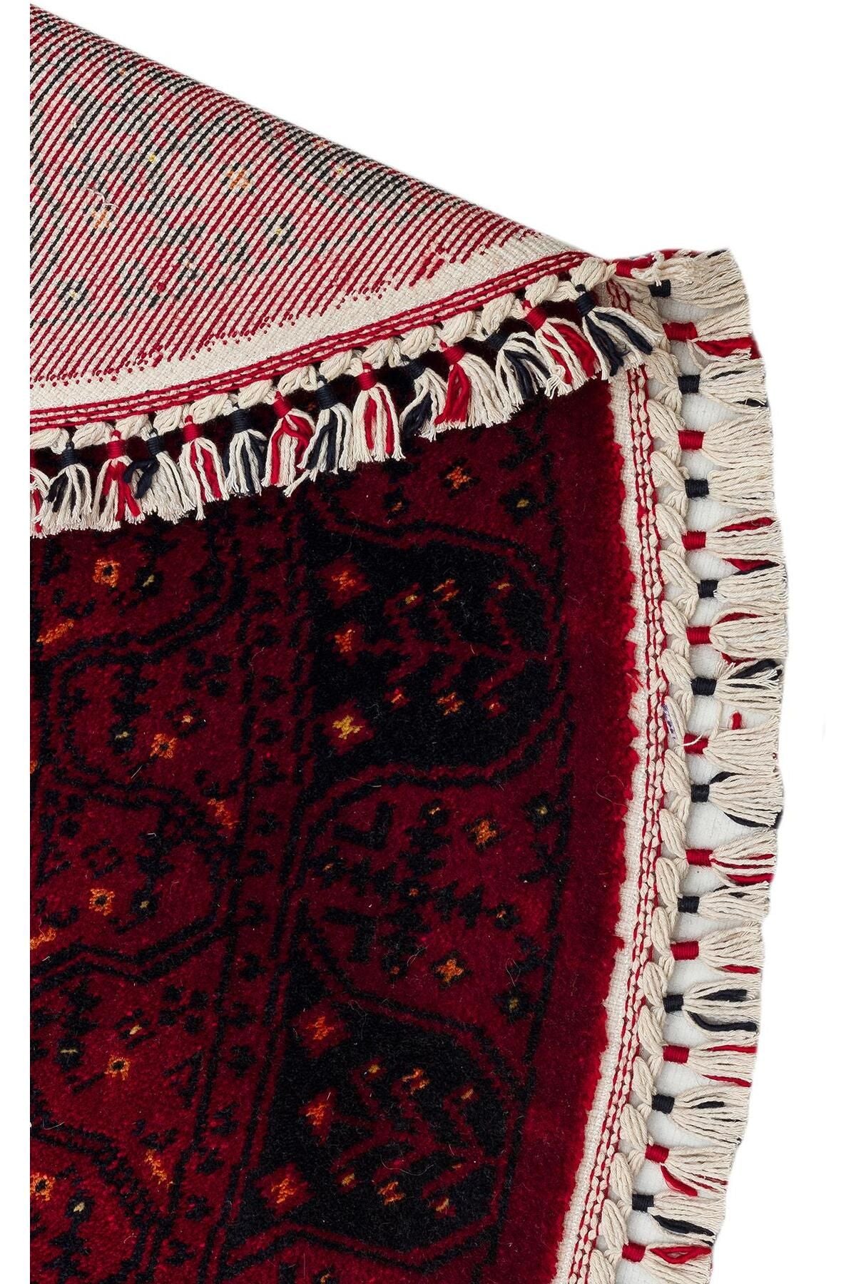 NOSTALJI 959 RED Q  Afgan/Yağcıbedir Desenli El Emeği Özel Tezgahlarda Üretilen Modern Uşak Halısı