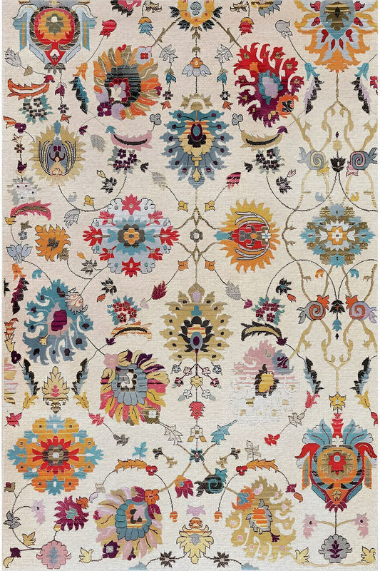 Halı Vagonu 68 Krem Tonunda Dekoratif Salon Halısı Saçaklı Yıkanabilen Dekoratif Halı