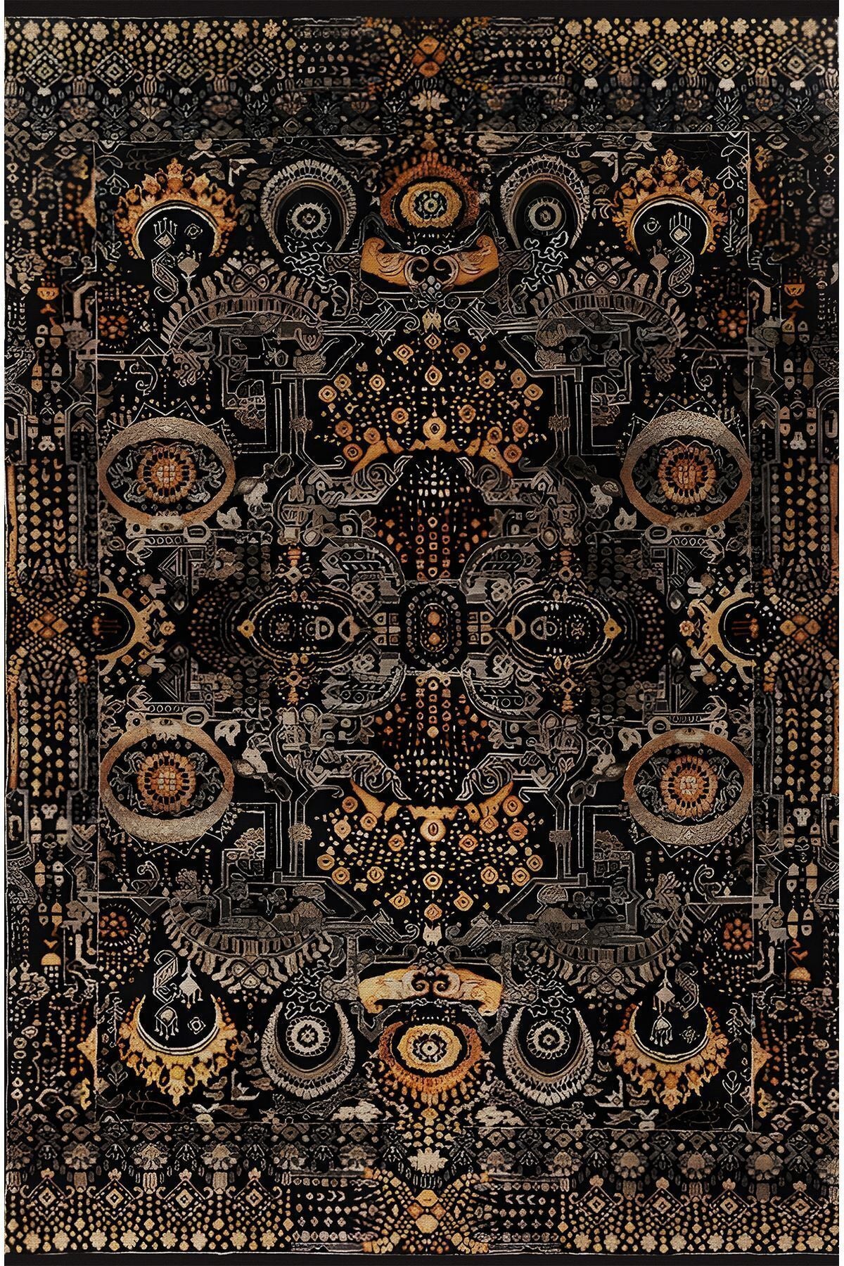 Halı Vagonu57 Renkli Klasik Desenli Yıkanabilir Kaymaz Salon Halısı, Koridor Ve Mutfak Halısı