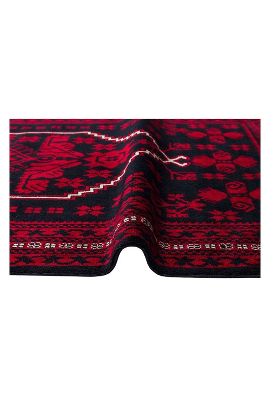 Nostaljı 956 Blue Afgan/yağcıbedir Desenli El Emeği Ile Özel Tezgahlarda Üretilen Bambu Uşak Halı - HALI VAGONU