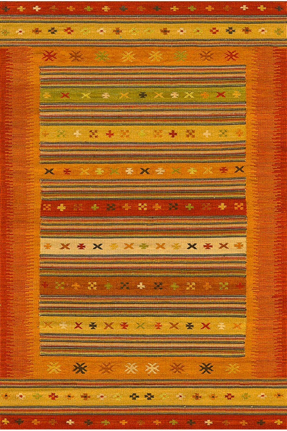 Halı Vagonu 2038 Renkli Klasik Desenli Yıkanabilir Kaymaz Salon Halısı, Koridor Ve Mutfak Halısı