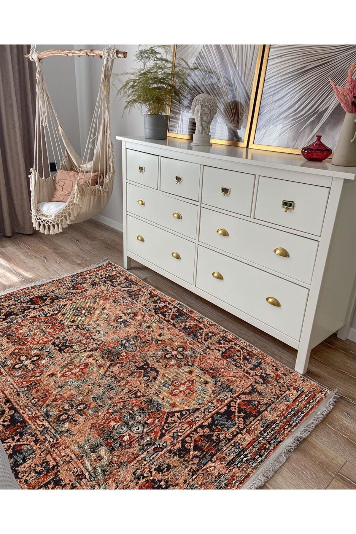 Mars Serisi Eskitme Desen Kaymaz Taban Şönil Halı