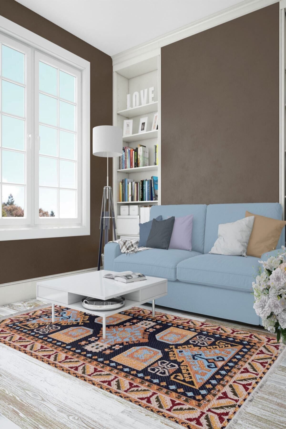 Halı Vagonu Serisi Renkli Kareli Multy Desen Kaymaz Taban Şönil Halı