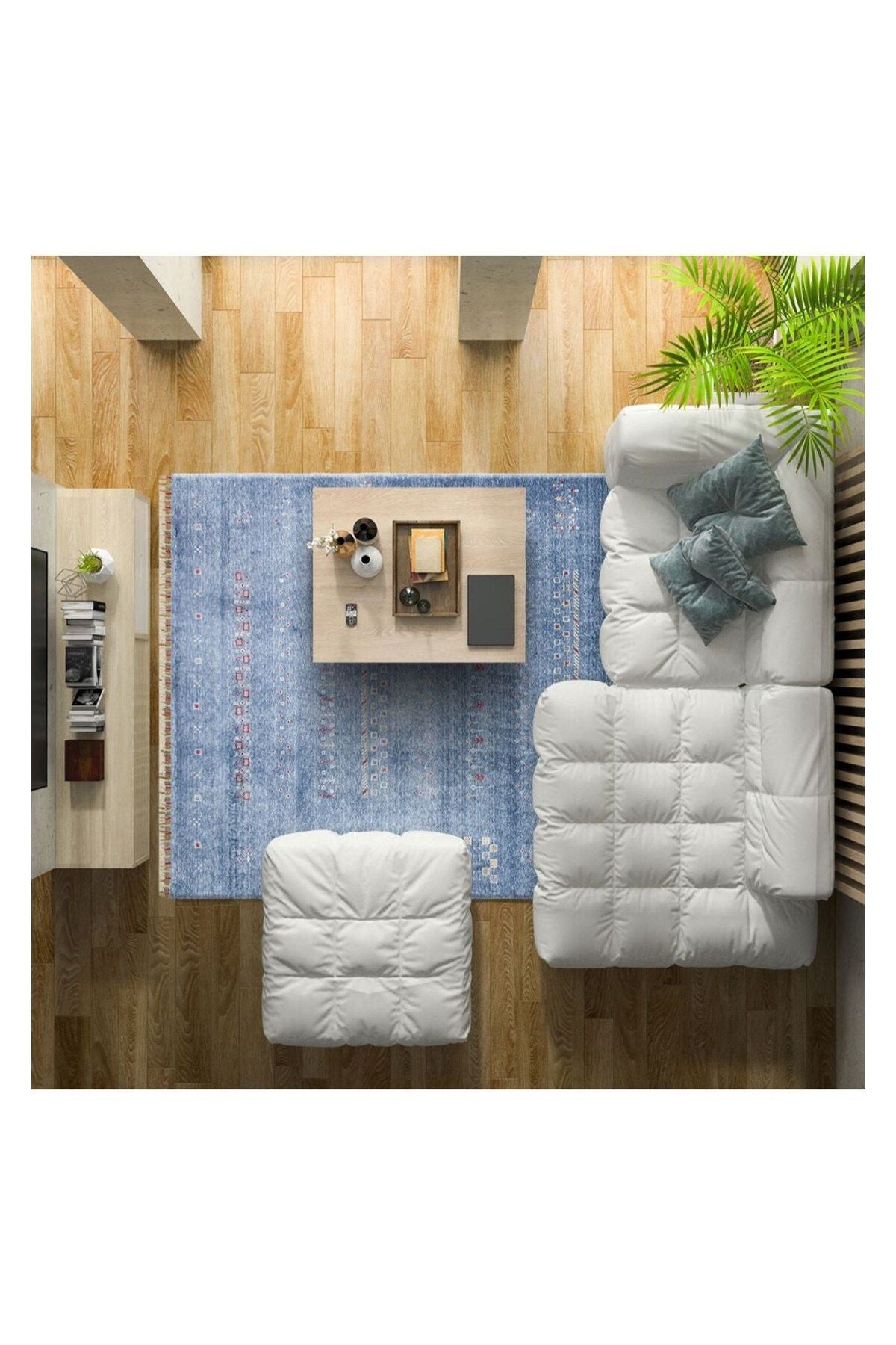 Zara Zr 06 Blue Otantik Desenli El Emeği Ile Özel Tezgahlarda Üretilen Modern Uşak Halısı