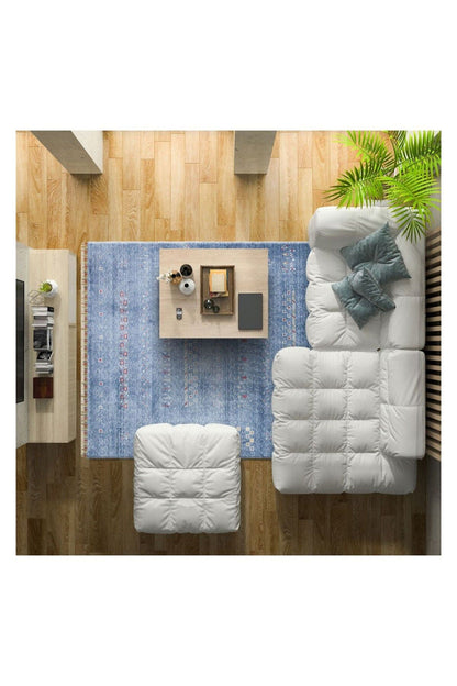 Zara Zr 06 Blue Otantik Desenli El Emeği Ile Özel Tezgahlarda Üretilen Modern Uşak Halısı