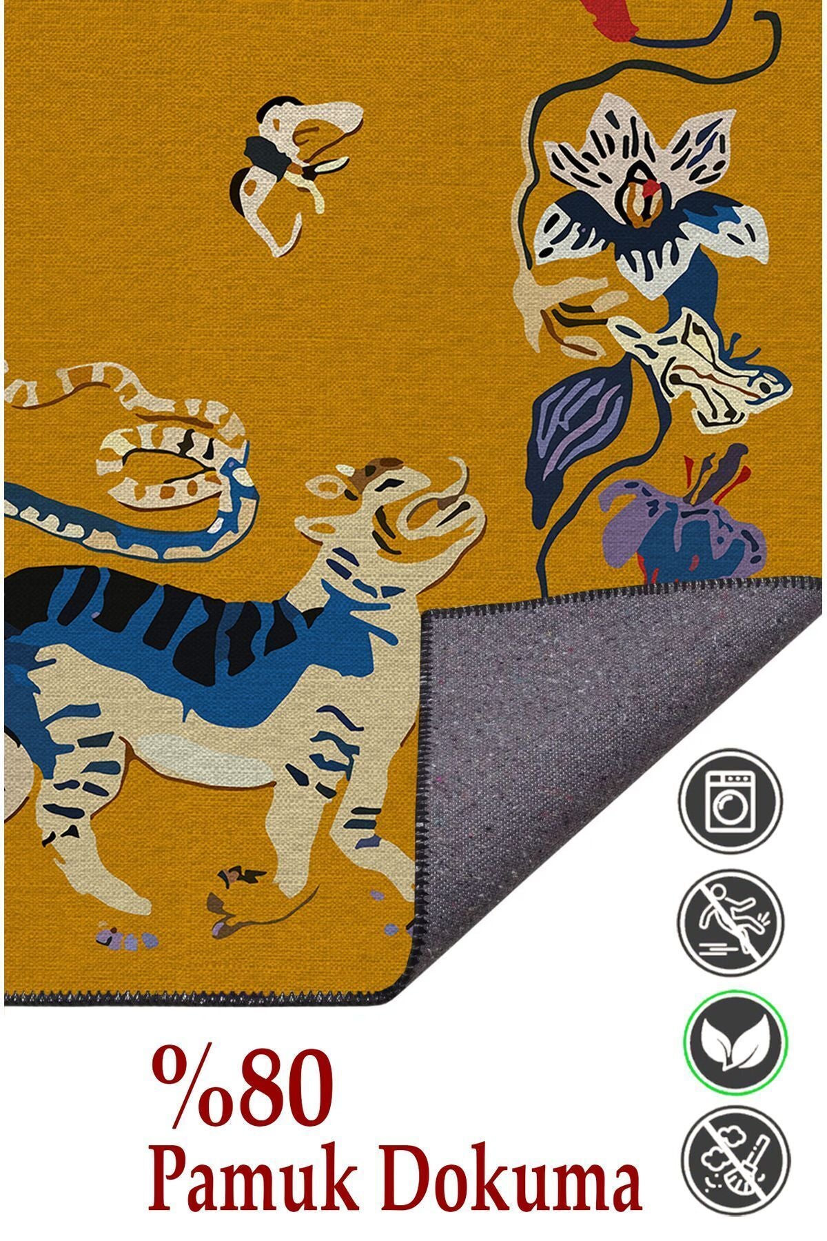 HV  45 Modern Stil Hardal Kaplan Iskandinav Halı Ve Kilim Salon Halısı Yıkanabilen Dekoratif Halı