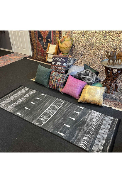 Yumuşak Dokulu Bambu Soft Kilim - İskandinav Saçaklı Dijital Baskı HV-SK-201S