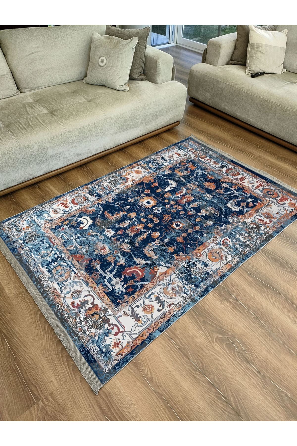 Mars Serisi Eskitme Desen Kaymaz Taban Şönil Halı