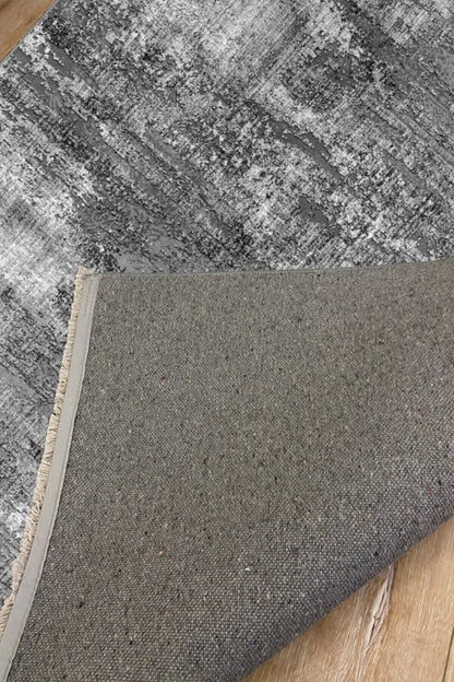 Halı Vagonu 2011 Gri Tonunda Modern Desen Kaymaz Taban Dekoratif Halı