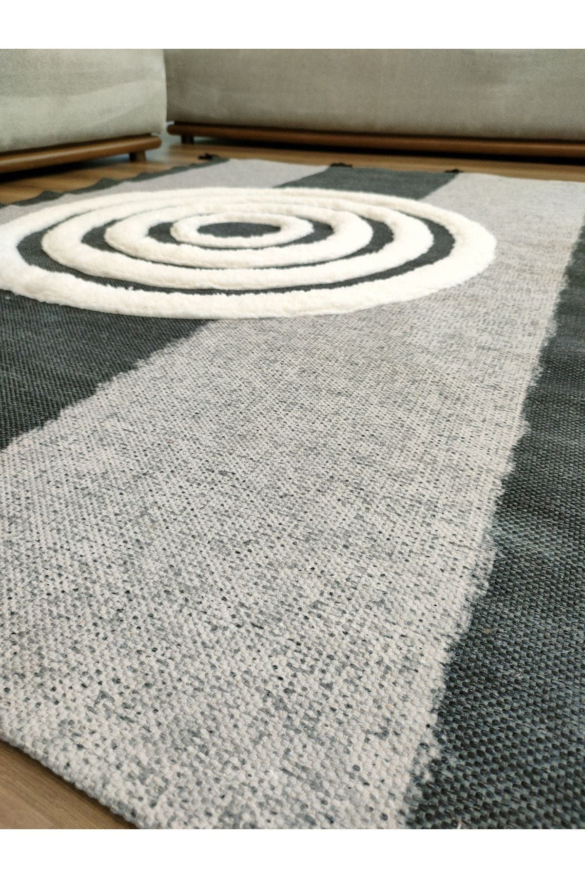 Tafting Kilim Serisi Üzeri Peluşlu Dokuma Taban Dekoratif Kilim