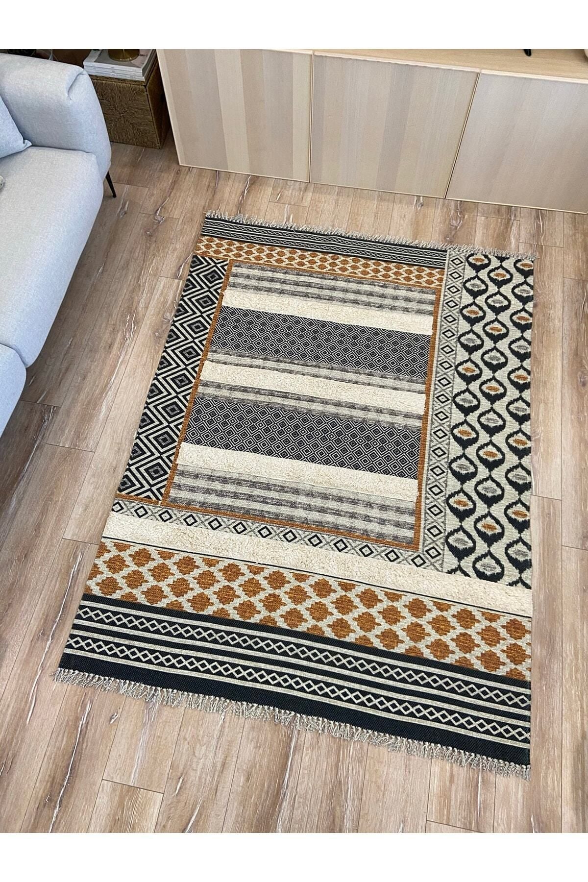 Tafting Kilim Iskandinav Halı Peluşlu Dokuma Taban Yıkanabilir Dekoratif Kilim