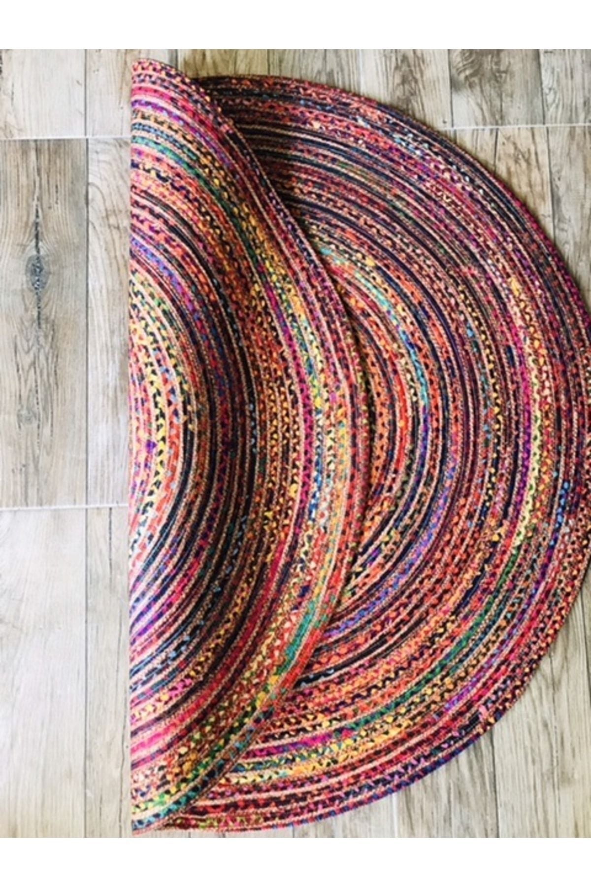 Halı Renkli Yuvarlak Jüt Örme Hasır Halı/Kilim