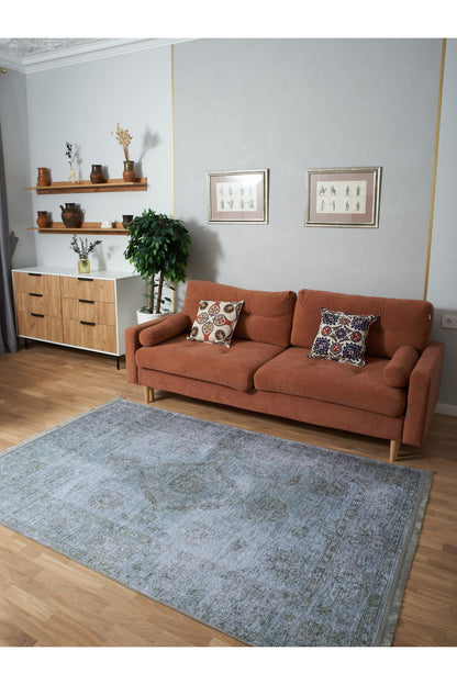 HV  2023 Pastel Mavi Gri Vintage Etnik Dokuma Taban Salon Halısı Mutfak Halısı Koridor Halısı