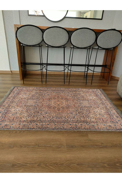 Halı Vagonu Halı 2084 Kahve Tonunda Dekoratif Halı Salon Halısı Saçaklı Yıkanabilen Halı