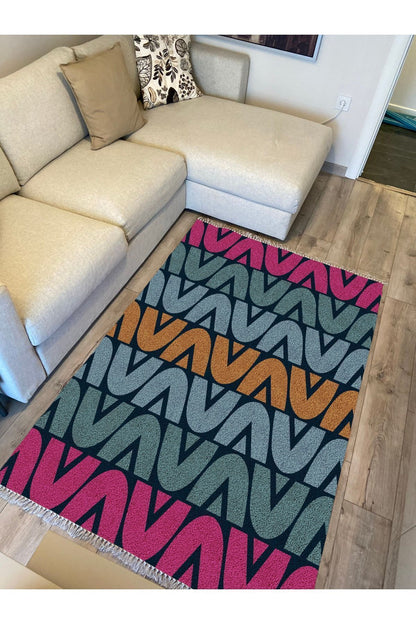 Cotton Serisi Çıtır A Harfli Modern Desenli Dekoratif Dokuma Taban Kilim