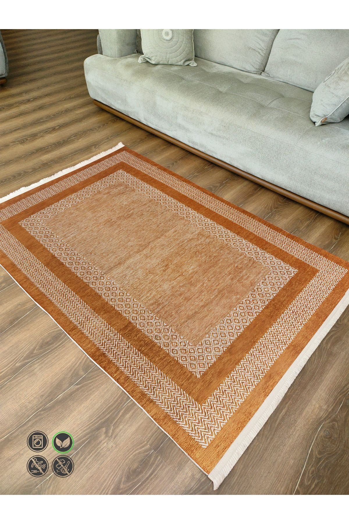 Halı Vagonu131 Iskandinav Modern Halı Dekoratif Salon Halısı Saçaklı Yıkanabilen Halı