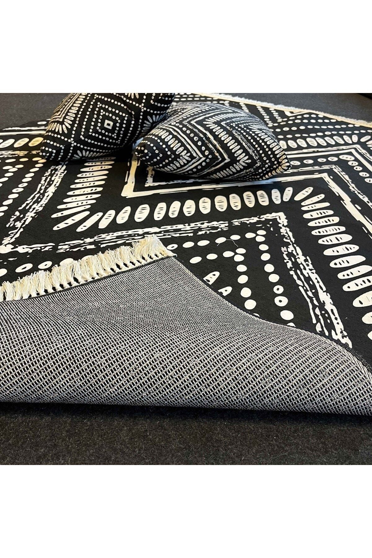 Yumuşak Dokulu Bambu Soft Kilim  İskandinav Saçaklı Dijital Baskı HV-SK-900