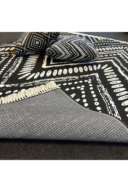 Yumuşak Dokulu Bambu Soft Kilim  İskandinav Saçaklı Dijital Baskı HV-SK-900