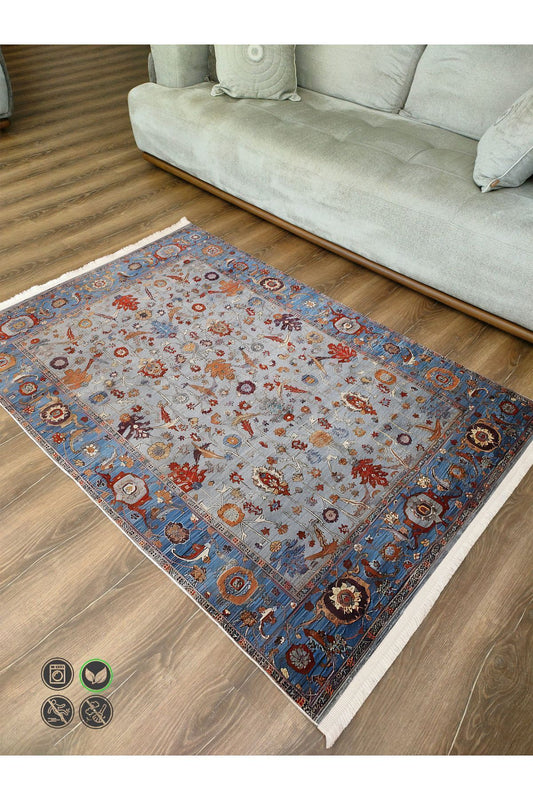 Halı Vagonu 62 Renkli Klasik Desenli Yıkanabilir Kaymaz Salon Halısı, Koridor Ve Mutfak Halısı