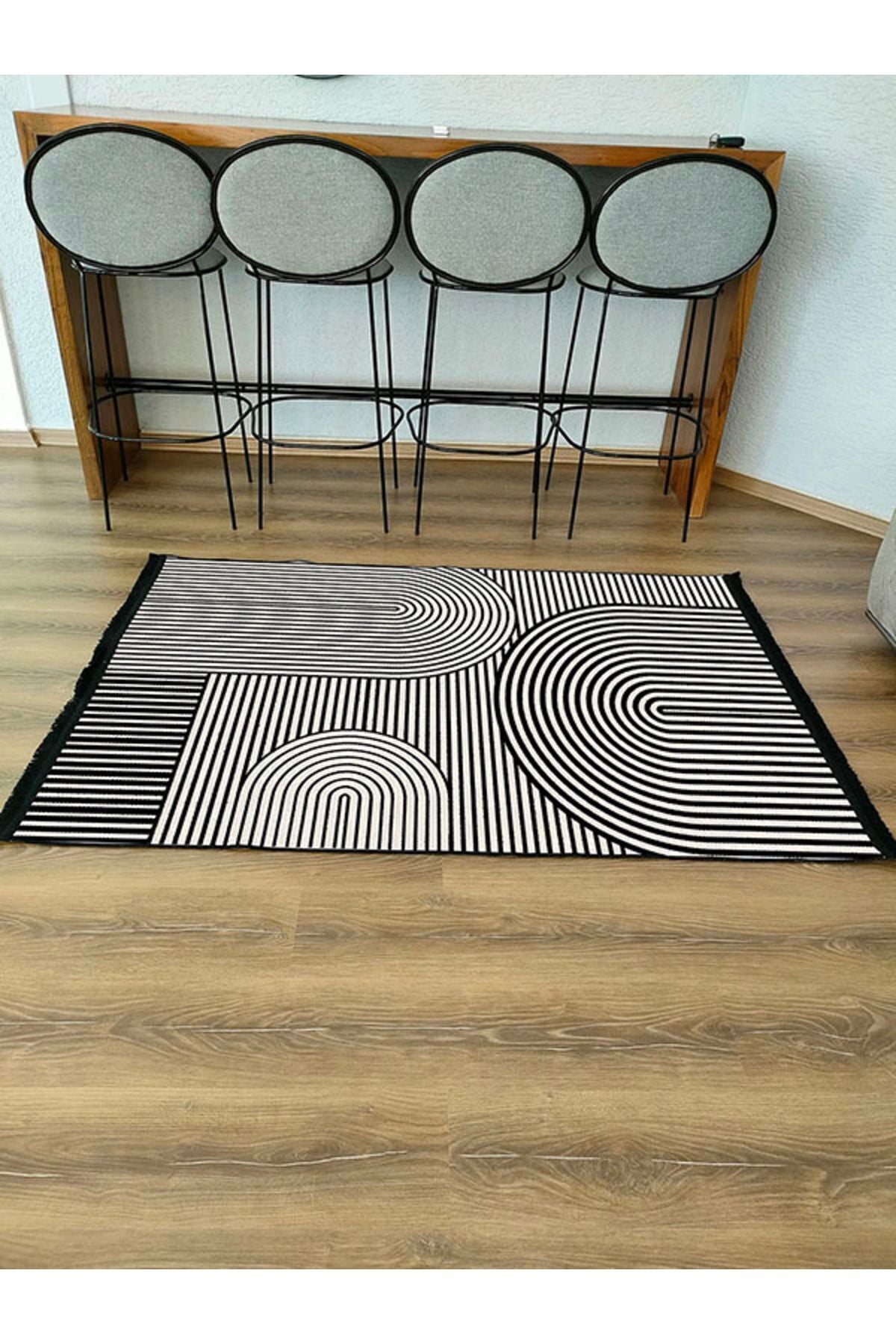 Halı Vagonu130 Iskandinav Modern Halı Dekoratif Salon Halısı Saçaklı Yıkanabilen Halı