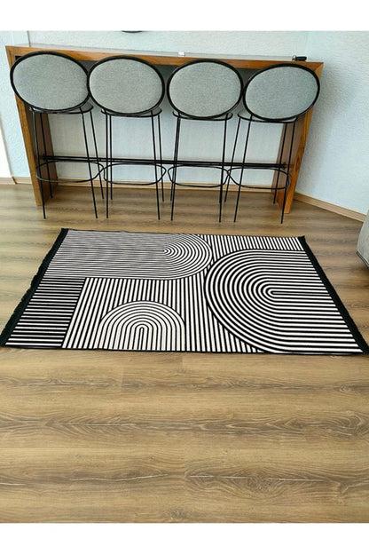 Halı Vagonu130 Iskandinav Modern Halı Dekoratif Salon Halısı Saçaklı Yıkanabilen Halı