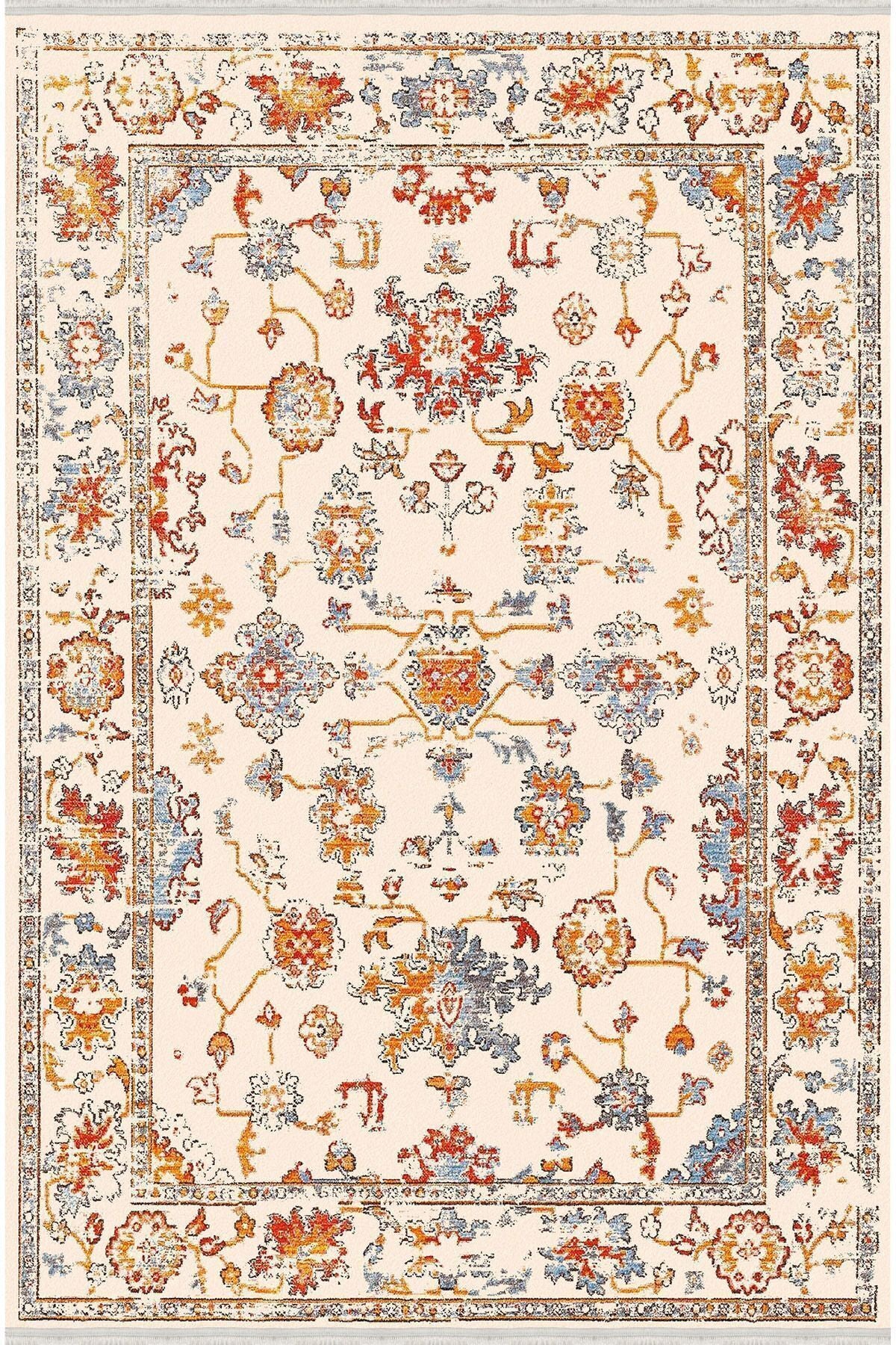 Halı Vagonu Serisi Multy Tonlarında Çiçekli Desen Kaymaz Taban Şönil Halı