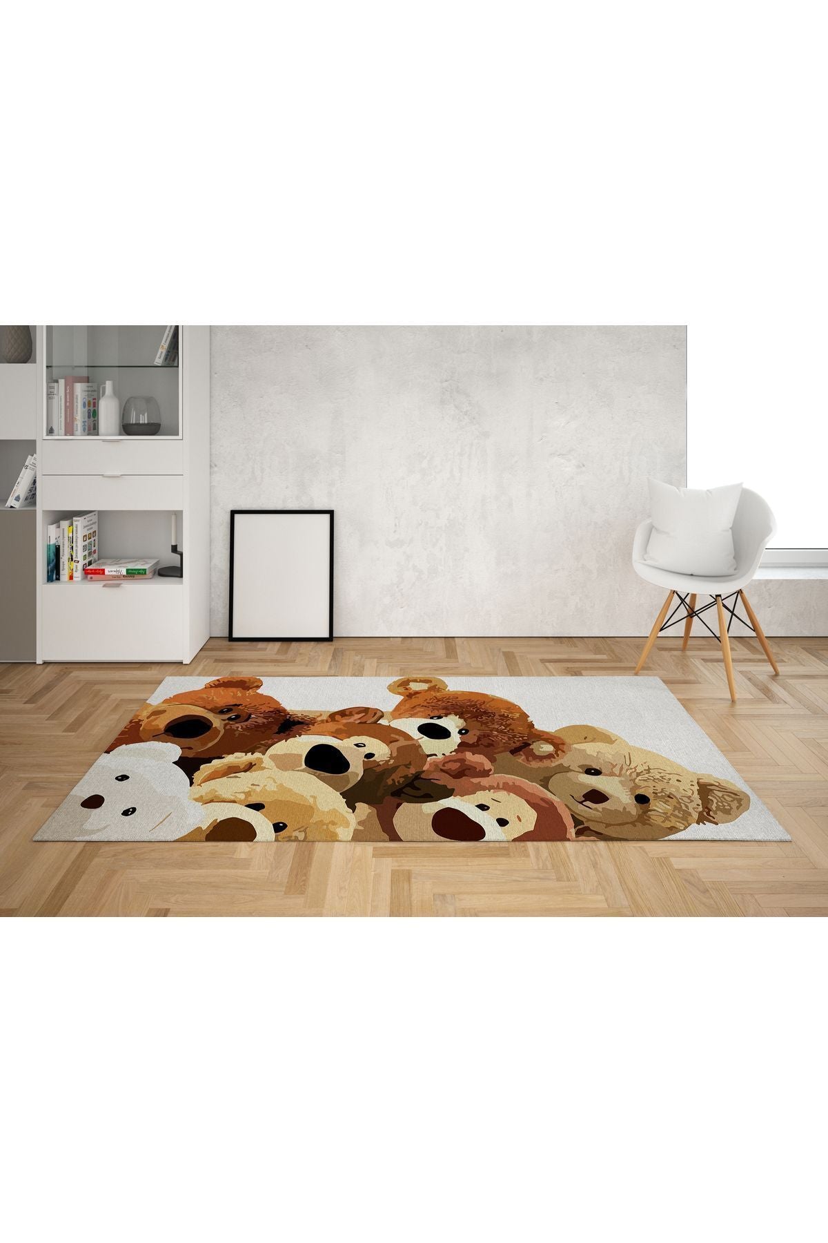 Halı Vagonu 48 Modern Stil Ayı Figürü Renkli Halı Ve Kilim Salon Halısı Yıkanabilen Dekoratif Halı