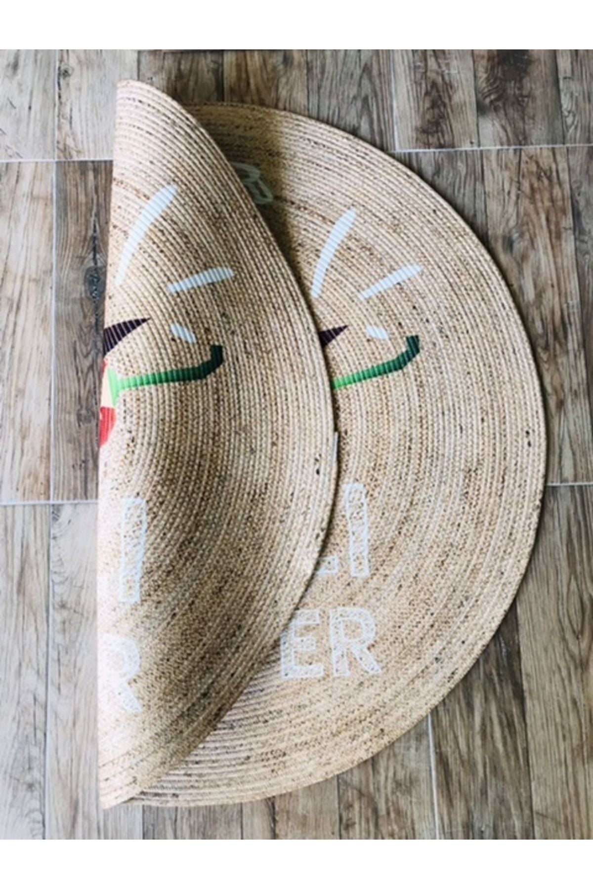 Halı Vagonu Şili Biberi Yuvarlak Jüt Örme Hasır Halı/Kilim HV-JH-07