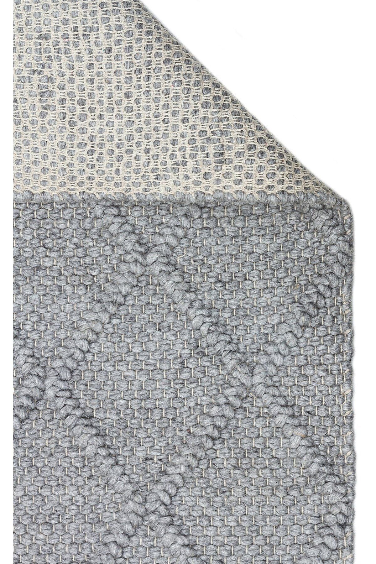 JADE DIAMOND GREY Naturel Kazak Örgü Desenli El Dokuma Örgü Halı