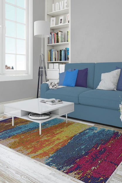 Halı Vagonu Serisi Hardal Ve Bordürlü Çiçek Desen Kaymaz Taban Şönil Halı